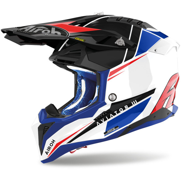 AIROH Airoh Aviator 3 Push Blue/Red Gloss Helmet